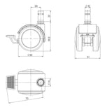 Technische Zeichnung der Stuhlrolle 5x ROLO STOP 10mm/50mm mit einem Durchmesser von 50 mm von hjh OFFICE