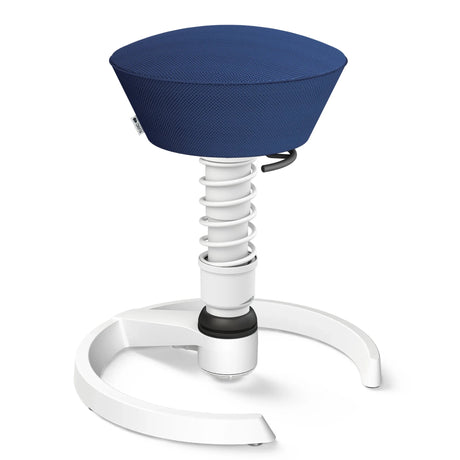 Swopper AERIS SWOPPER MIT GLEITER mit blauem Sitzbezug, weißem Federgestell und rundem Fuß von Aeris - Impulsmöbel