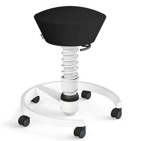 Swopper AERIS SWOPPER MIT ROLLEN mit schwarzem Sitzbezug, weißem Federgestell und Rollenfußkreuz von Aeris - Impulsmöbel