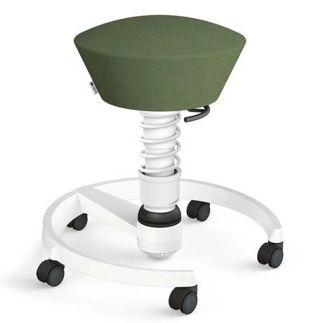 Swopper AERIS SWOPPER MIT ROLLEN mit grünem Sitzbezug, weißem Gestell und Rollen von Aeris - Impulsmöbel