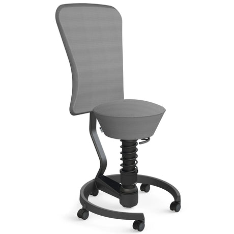 Swopper AERIS SWOPPER MIT ROLLEN UND LEHNE mit grauem Mesh-Gewebe, Federfuß und Rollen von Aeris - Impulsmöbel