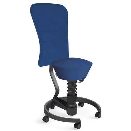 Swopper AERIS SWOPPER MIT ROLLEN UND LEHNE mit blauem Mikrofaserbezug und schwarzem Gestell von Aeris - Impulsmöbel