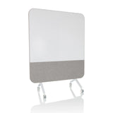 Graues Whiteboard VISION BOARD mit weißer Schreibfläche und Rollen von hjh OFFICE – 360-Grad-Ansicht (Frontansicht 15°)