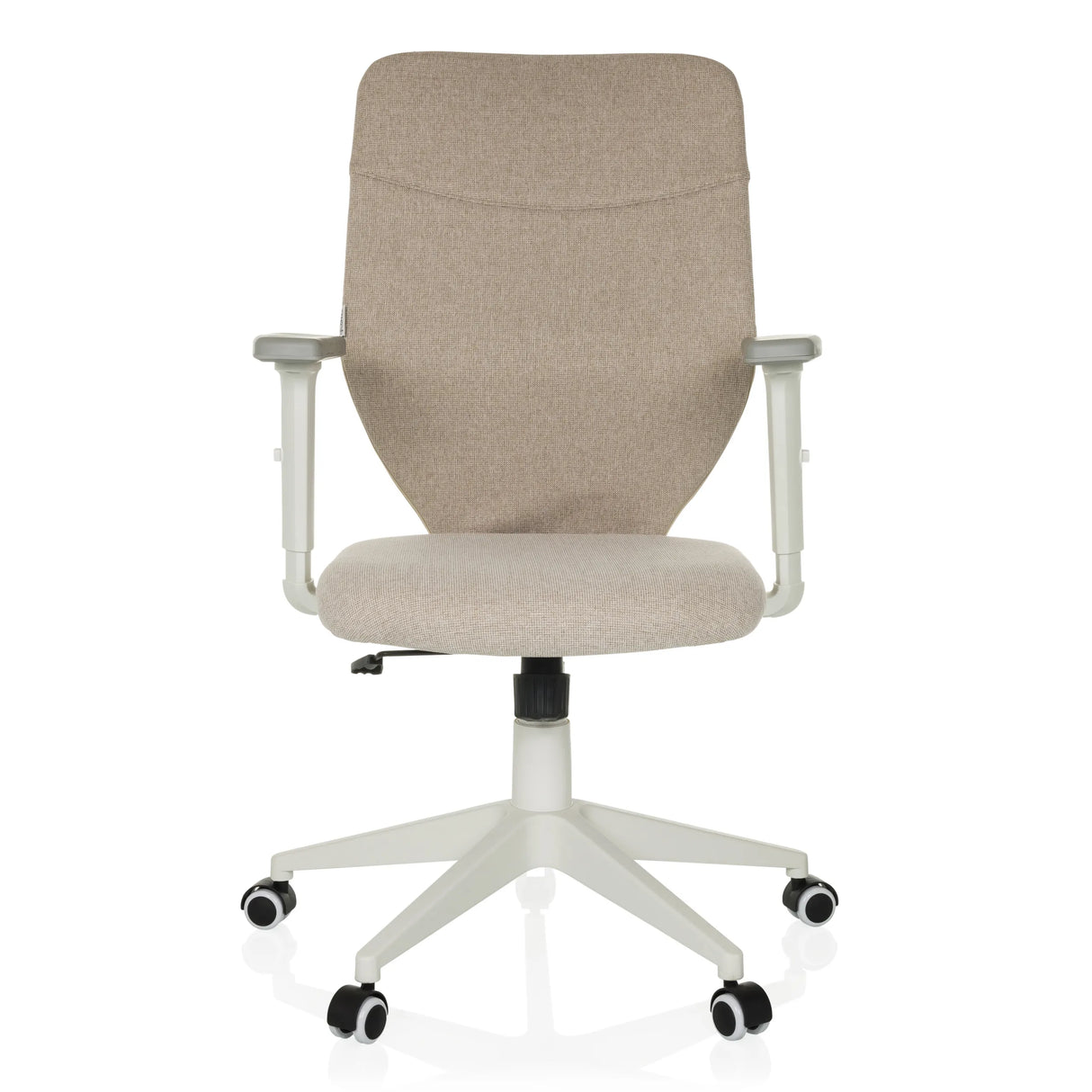 Beiger Homeoffice-Bürostuhl COSIO II mit Armlehnen und Fußkreuz mit fünf Rollen von hjh OFFICE – 360-Grad-Ansicht (Frontansicht 0°)