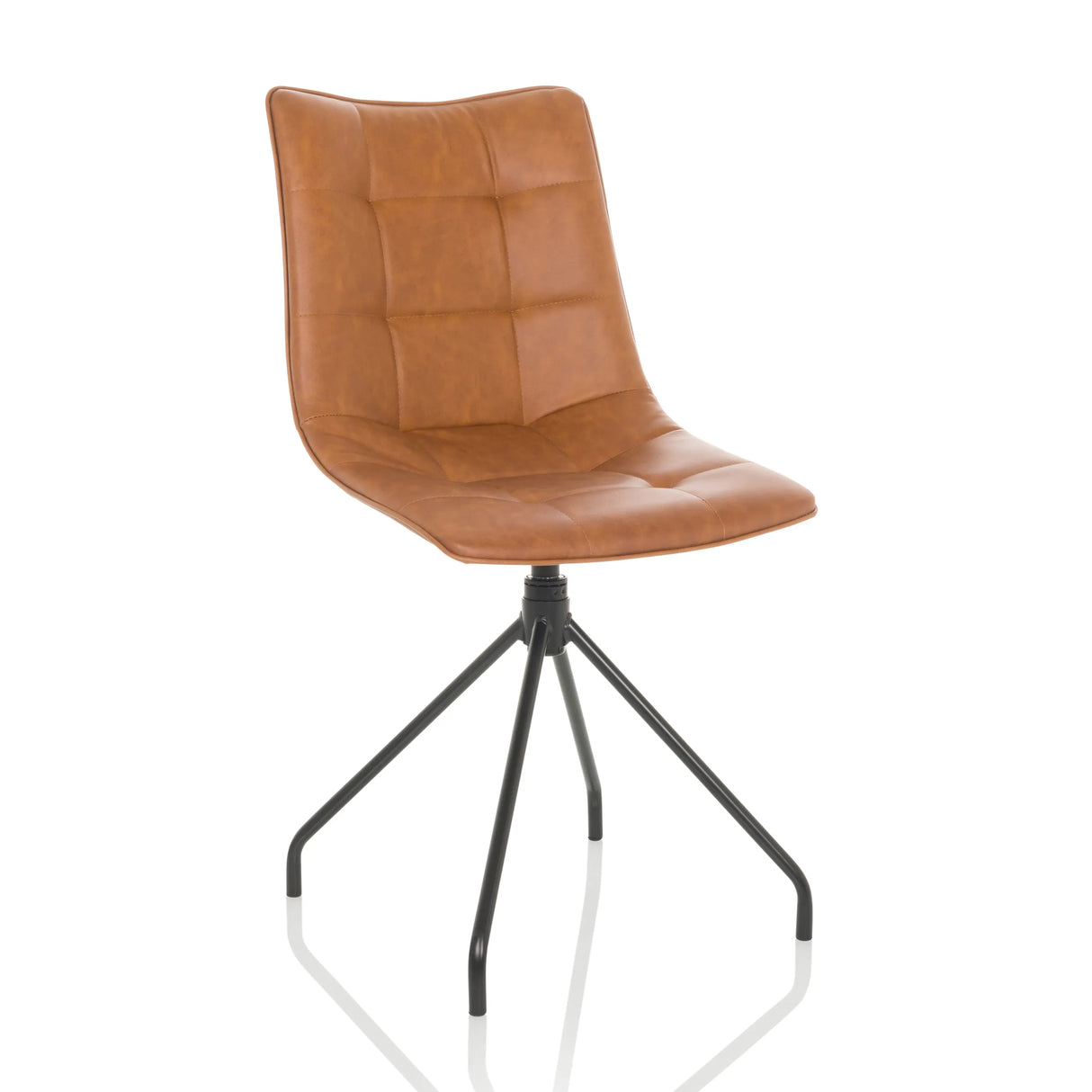 Brauner Polsterstuhl TARVISO PU mit Steppung und vierfußigem Gestell von hjh OFFICE – 360-Grad-Ansicht (schräge Frontansicht 30°)