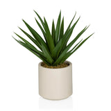 Kunstpflanze Agave mit grünen spitzen Blättern in einem beigefarbenen Topf von hjh OFFICE