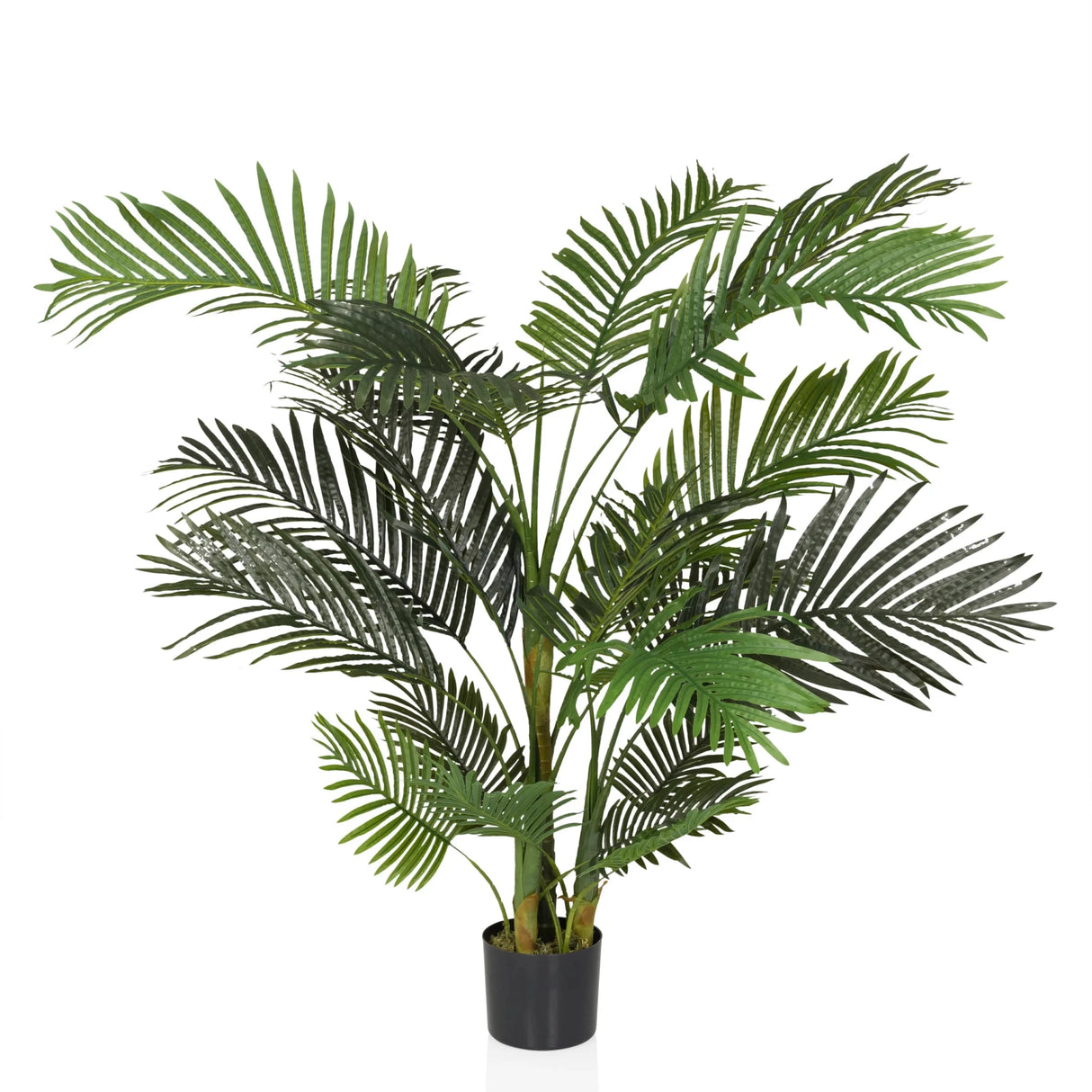 Grüne Kunstpflanze ARECA II mit palmenähnlichen Blättern in einem schwarzen Topf von hjh OFFICE