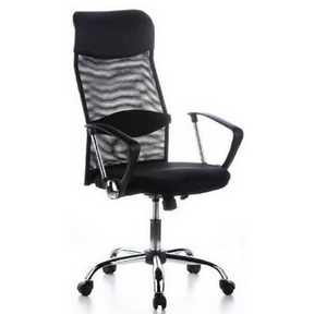Schwarzer Home-Office-Chefsessel ARIA HIGH mit Netzrückenlehne und Armlehnen von hjh OFFICE