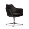Schwarzer Loungesessel ARTEMIA mit Lederbezug und viersternförmigem Metallfuß von hjh OFFICE