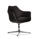 Schwarzer Loungesessel ARTEMIA mit Lederbezug und viersternförmigem Metallfuß von hjh OFFICE