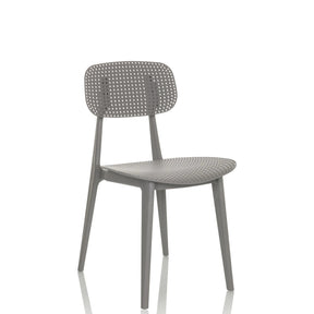 Grauer Outdoor-Stuhl ARTIFO HOL mit perforierter Rückenlehne und Sitzfläche von hjh OFFICE