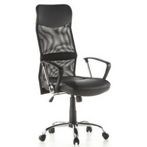 Schwarzer Homeoffice Chefsessel ARTON 20 mit Netzrückenlehne und Armlehnen von hjh OFFICE