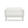 Weißes Loungesofa ARUBA als Zweisitzer mit silberfarbenem Metallgestell von hjh OFFICE