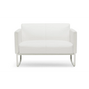 Weißes Loungesofa ARUBA als Zweisitzer mit silberfarbenem Metallgestell von hjh OFFICE