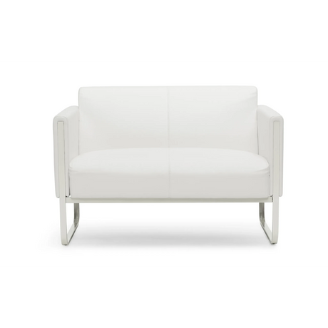 Weißes Loungesofa ARUBA als Zweisitzer mit silberfarbenem Metallgestell von hjh OFFICE
