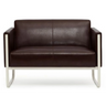 Braunes Loungesofa ARUBA als Zwei-Sitzer mit silbernem Metallgestell von hjh OFFICE