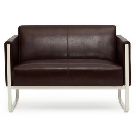 Braunes Loungesofa ARUBA als Zwei-Sitzer mit silbernem Metallgestell von hjh OFFICE