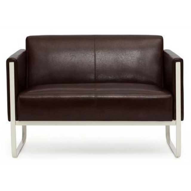 Braunes Loungesofa ARUBA als Zwei-Sitzer mit silbernem Metallgestell von hjh OFFICE