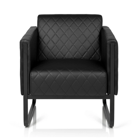 Schwarzer Polstersessel ARUBA BLACK mit Rautensteppung und Kufengestell von hjh OFFICE