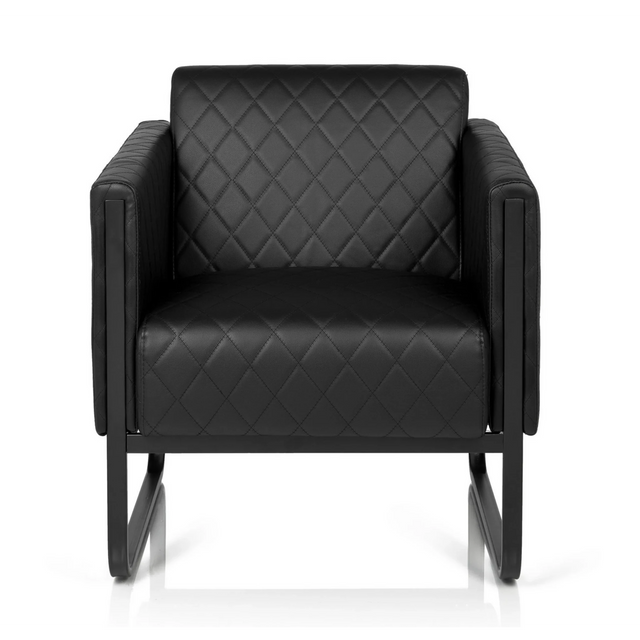 Schwarzer Polstersessel ARUBA BLACK mit Rautensteppung und Kufengestell von hjh OFFICE