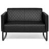 Schwarzes Loungesofa ARUBA BLACK als Zwei-Sitzer mit Rautensteppung und Kufenfüßen von hjh OFFICE