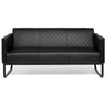 Schwarzes Loungesofa ARUBA BLACK als Drei-Sitzer mit Rautensteppung und Metallgestell von hjh OFFICE