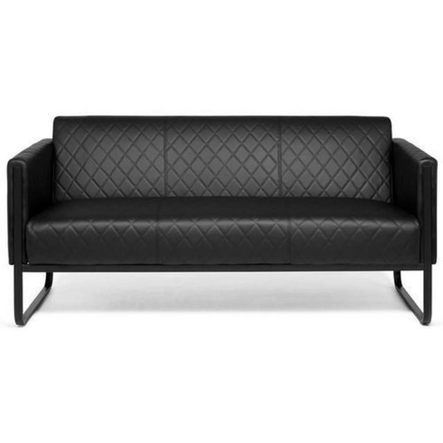 Schwarzes Loungesofa ARUBA BLACK als Drei-Sitzer mit Rautensteppung und Metallgestell von hjh OFFICE