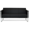 Schwarzes Loungesofa ARUBA STEP als Drei-Sitzer mit Rautensteppung und silbernem Metallgestell von hjh OFFICE