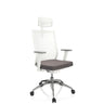 Profi-Bürostuhl ASPEN WHITE PRO in Grau und Weiß mit Netzrücken und Kopfstütze von hjh OFFICE