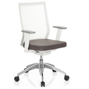Profi-Bürostuhl ASPEN WHITE in Grau und Weiß mit Netzrücken und glänzendem Fußkreuz von hjh OFFICE