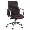Brauner Profi-Chefsessel ASPERA 10 mit gestepptem Bezug und verchromten Armlehnen von hjh OFFICE