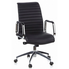 Schwarzer Profi-Chefsessel ASPERA 10 mit gerippter Polsterung und glänzenden Chrom-Armlehnen von hjh OFFICE