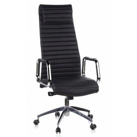 Luxus-Chefsessel ASPERA 20 mit schwarzem Bezug, Quersteppung und verchromten Armlehnen von hjh OFFICE