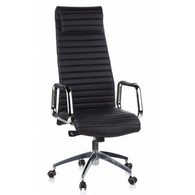 Luxus-Chefsessel ASPERA 20 mit schwarzem Bezug, Quersteppung und verchromten Armlehnen von hjh OFFICE