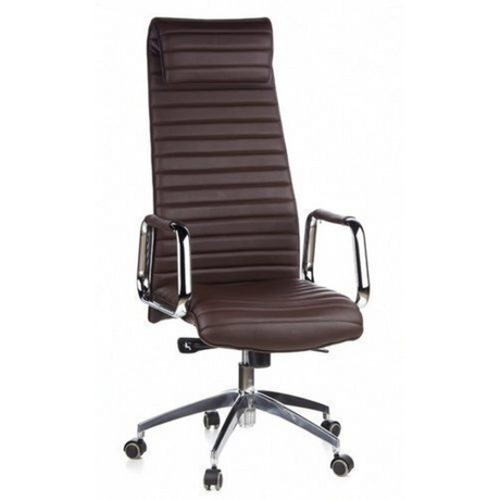 Luxus-Chefsessel ASPERA 20 in Braun mit horizontaler Steppung und verchromten Armlehnen von hjh OFFICE
