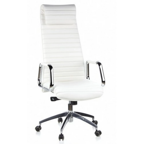 Luxus-Chefsessel ASPERA 20 in Cremeweiß mit Quersteppung und verchromten Armlehnen von hjh OFFICE