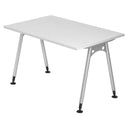 Höhenverstellbarer Schreibtisch ATOS 12 S in Weiß mit silberfarbenen Beinen von hjh OFFICE PRO