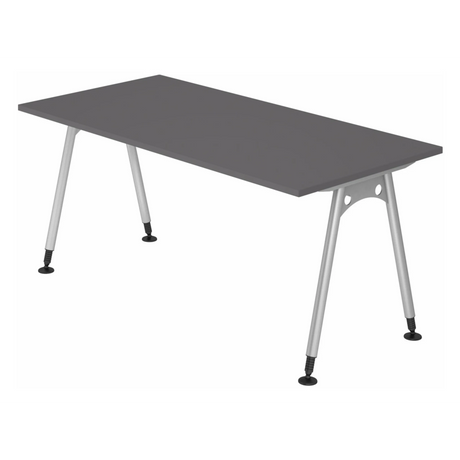 Höhenverstellbarer Schreibtisch ATOS 16 S in Graphit mit silbernen Beinen von hjh OFFICE PRO