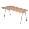 Schreibtisch ATOS 18 S mit Nussbaum-Holzplatte und silberfarbenen Metallbeinen von hjh OFFICE PRO