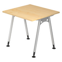 Höhenverstellbarer Schreibtisch ATOS 8 S in Ahorn-Optik mit silbernen Metallbeinen von hjh OFFICE PRO