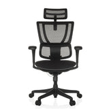 Schwarzer Luxus-Chefsessel ERGOHUMAN SLIM ECO F GEN2 mit Netzrücken und Fußkreuz mit fünf Rollen von hjh OFFICE – 360-Grad-Ansicht (Frontansicht 0°)