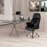 Luxus-Chefsessel PRADO aus schwarzem Leder mit Sternfuß und Rollen von hjh OFFICE