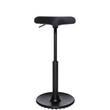 Schwarze Stehhilfe HJH SITNESS HIGH 10 mit gepolsterter Sitzfläche und rundem Standfuß von Topstar – 360-Grad-Ansicht (schräge Rückenansicht 240°)