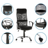 Homeoffice Chefsessel ARTON 20 in Schwarz mit Netzrücken und Detailansichten von hjh OFFICE
