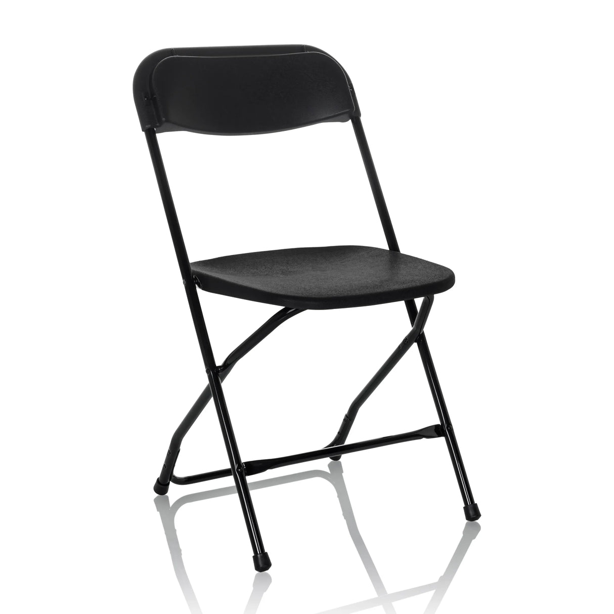 Schwarzer Outdoor-Stuhl TUDELA XXL B mit einfacher Rückenlehne und Metallgestell von hjh OFFICE – 360-Grad-Ansicht (schräge Frontansicht 30°)