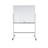 Weißes Whiteboard MULTIBOARD I mit silbernem Gestell und Rollen von hjh OFFICE – 360-Grad-Ansicht (Frontansicht 0°)