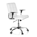 Weißer Homeoffice-Bürostuhl ERNESTO mit gesteppter Polsterung und Fußkreuz mit fünf Rollen von hjh OFFICE – 360-Grad-Ansicht (schräge Frontansicht 60°)
