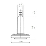 Technische Zeichnung des Stuhlgleiters STATO-M mit einem Durchmesser von 60 mm von hjh OFFICE