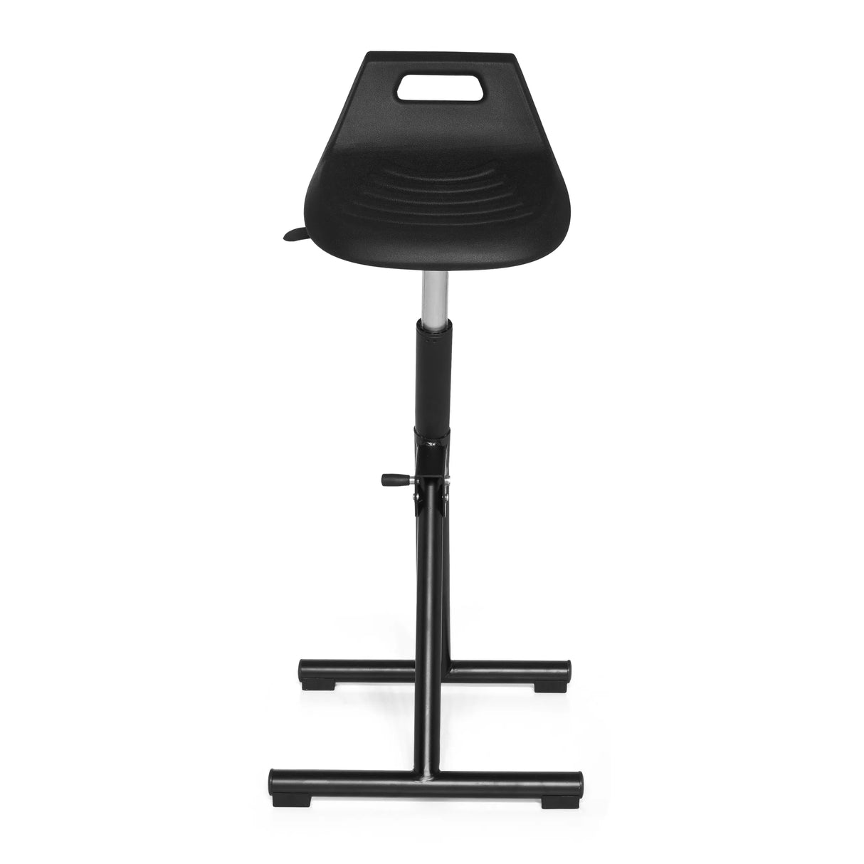 Schwarze Stehhilfe TOP WORK 31 mit Sitzschale und T-Fuß von hjh OFFICE – 360-Grad-Ansicht (Frontansicht 0°)