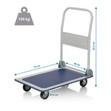 Maßzeichnung des Plattformwagens CARRY mit 73 x 48 cm und 150 kg Traglast von hjh OFFICE